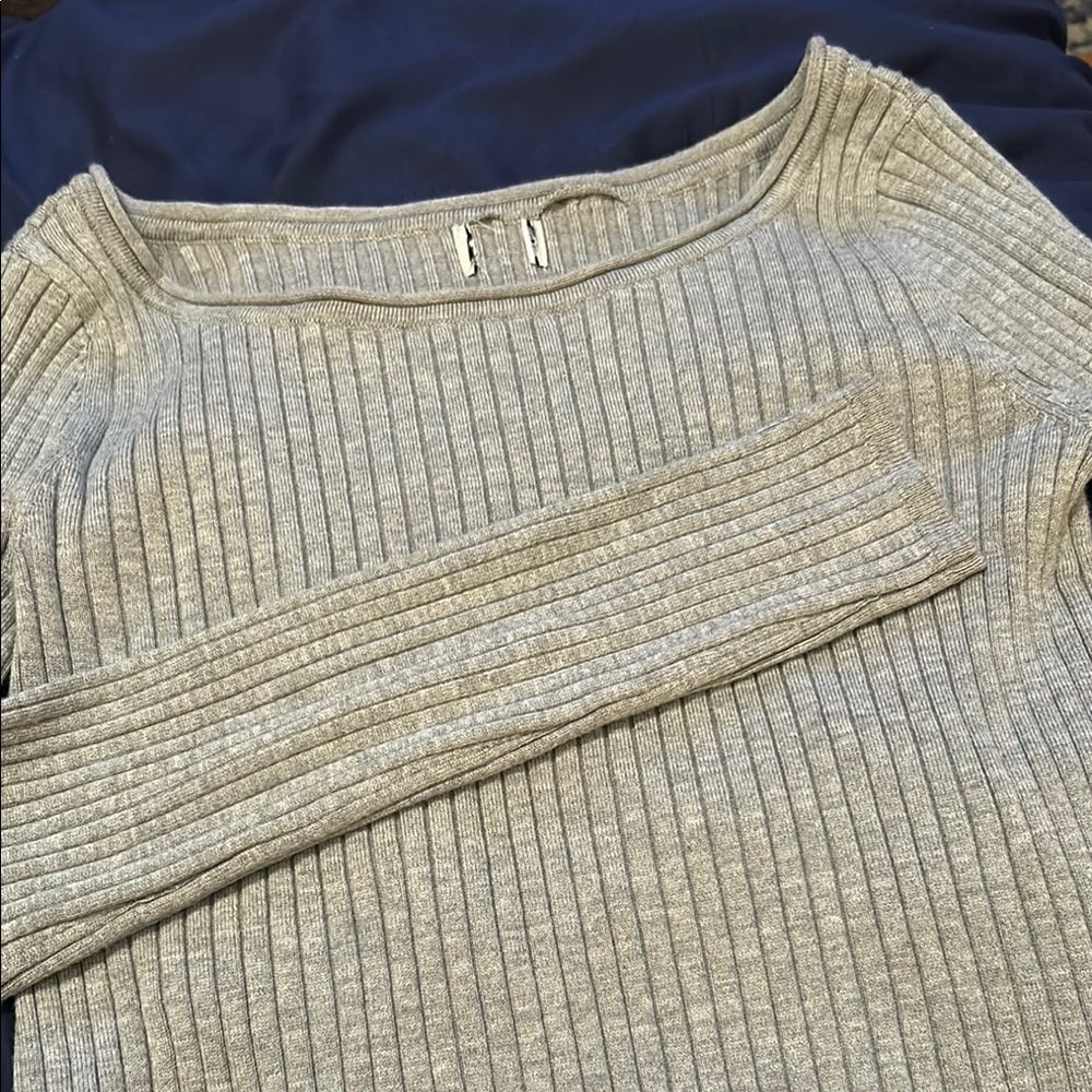 Gray Ribbed Women's Sweater